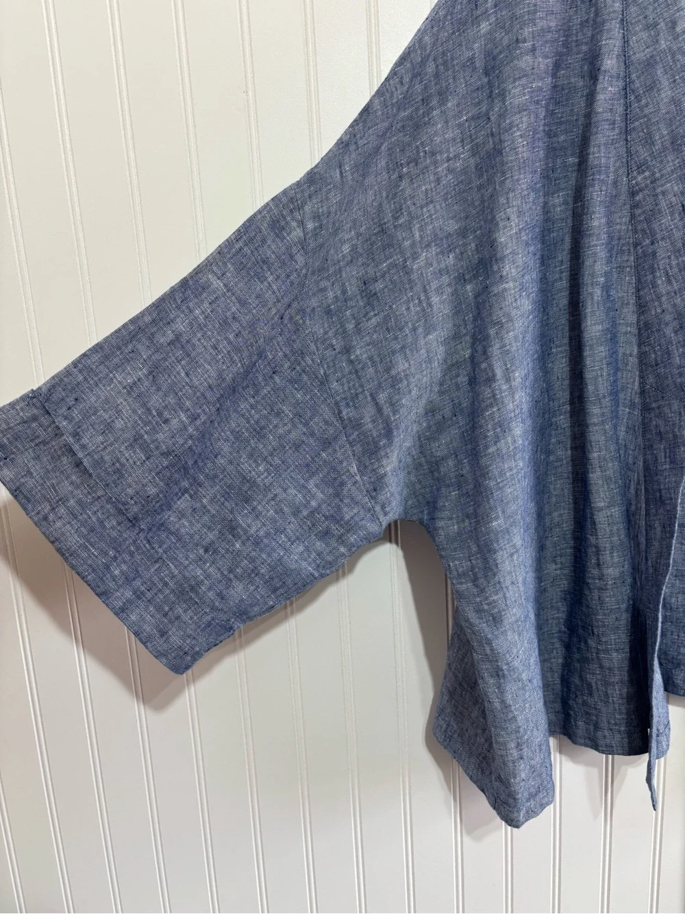 Andrea Jovine Linen Open Front Kimono Cardigan Blue XL Boho Coastal - Picture 4 of 10